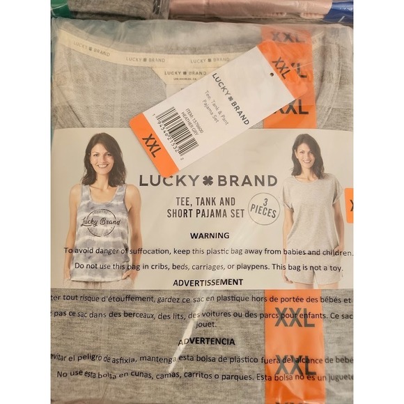 Lucky Brand Womens Pajamas Set 3 Piece Heather Gray Sleepwear Size XXL NWT - Picture 6 of 6